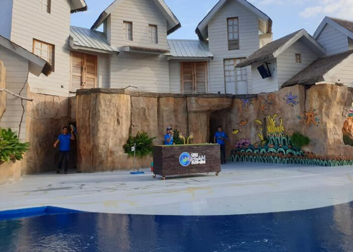 Cebu Ocean Park attraction with marine-themed design and pool area