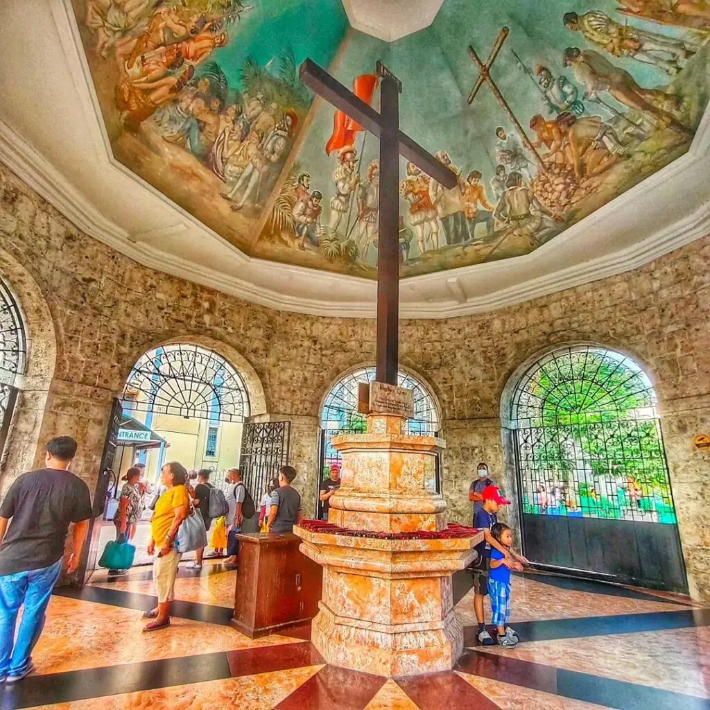 Magellan’s Cross in Cebu City The historic Magellan's Cross inside its stone pavilion in Cebu City, Philippines.