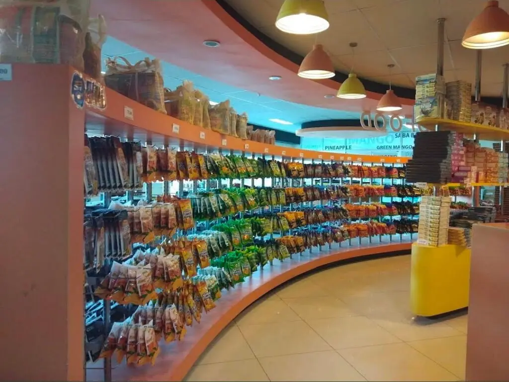 Pasalubong Center in Cebu City A Pasalubong Center in Cebu City displaying locally made snacks, delicacies, and souvenir products.