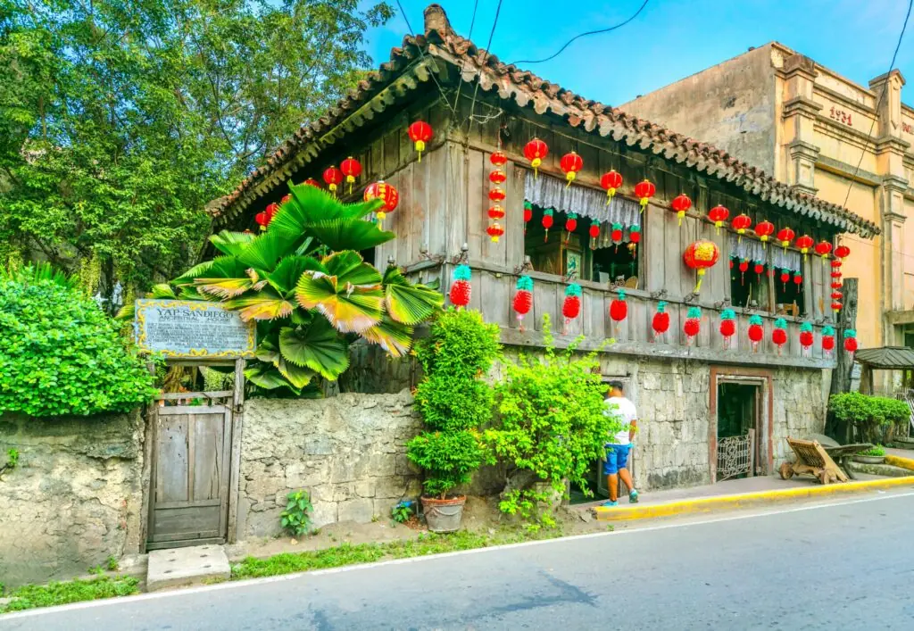 Yap-Sandiego Ancestral House in Cebu City The historic Yap-Sandiego Ancestral House decorated with red Chinese lanterns in Cebu City, Philippines.